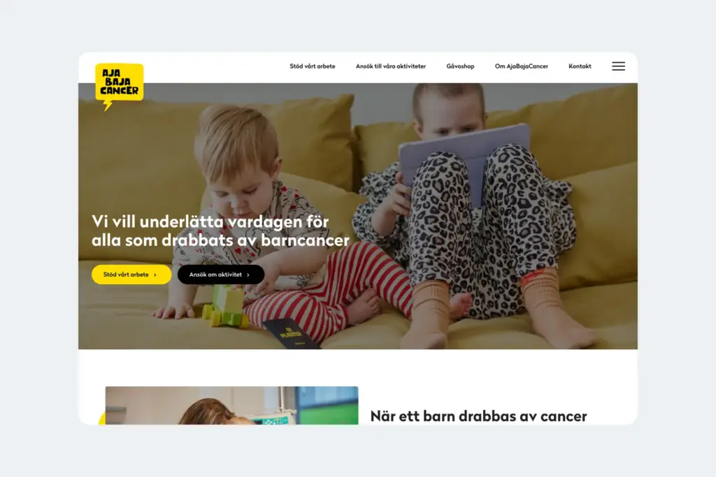 Skärmdump på ajabajacancers hemsida.