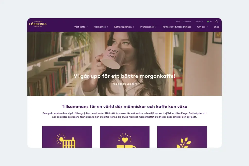 Skärmdump på Löfbergs hemsida