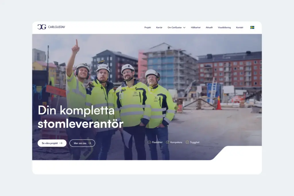 Skärmdump på CarlGustav Solutions hemsida.